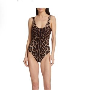Dolce & Gabbana Olympic Leopard-Print One-Piece Swimsuit size 3